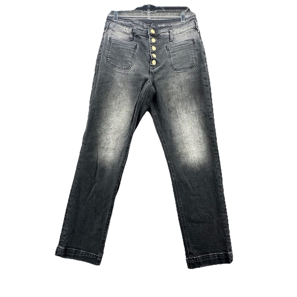 Pilcro Anthropologie High Rise Slim Jeans Women's Size 29 Black Button Fly